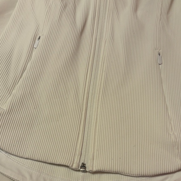 Athleta Women's Cream Ribbed Bomber Jacket - Picture 6 of 11